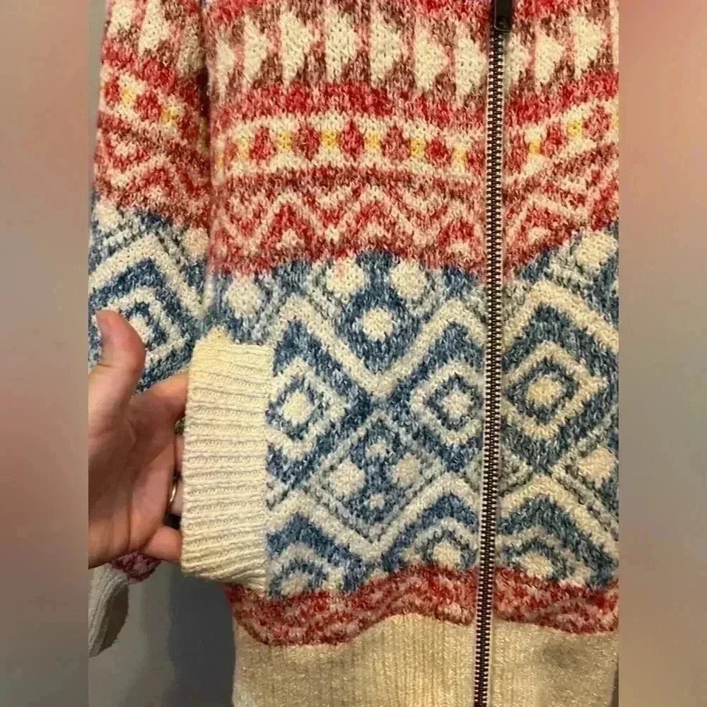 CAbi Highlands Sweater Fair Isle Printed Zip Front Cardigan Size S - Picture 6 of 12
